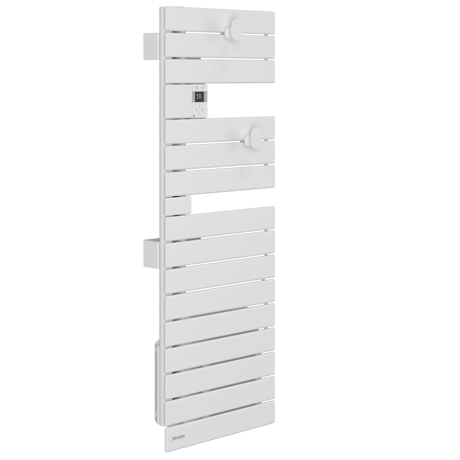 Sèche-serviettes Atlantic Nefertiti étroit 1500W Blanc Carat_mat gauche côté
