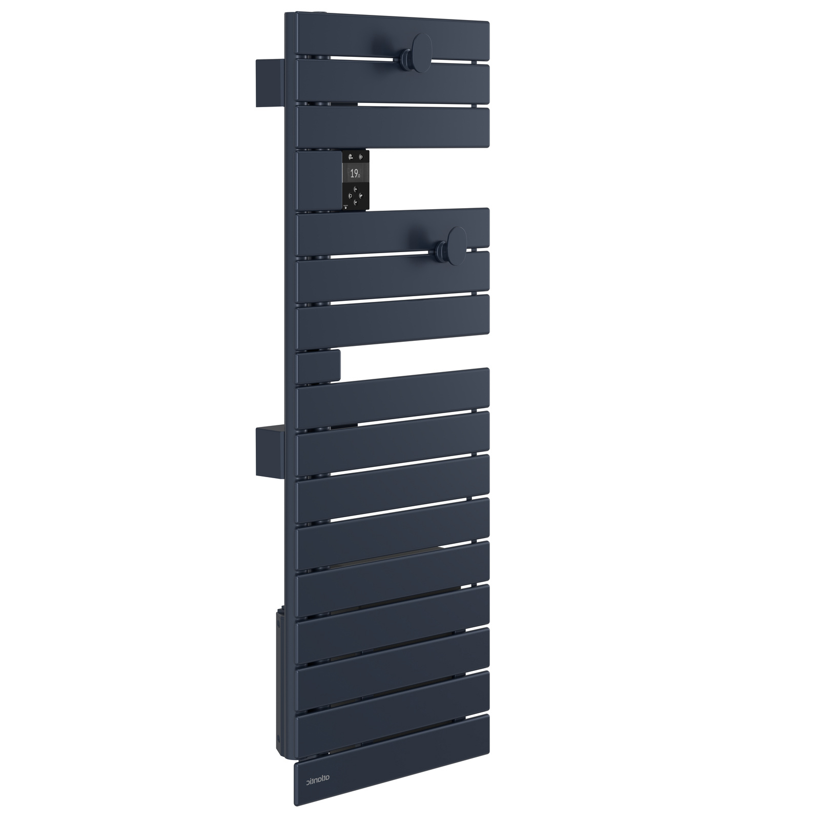 Sèche-serviettes Atlantic Nefertiti étroit 1500W Bleu profond mat gauche_côté