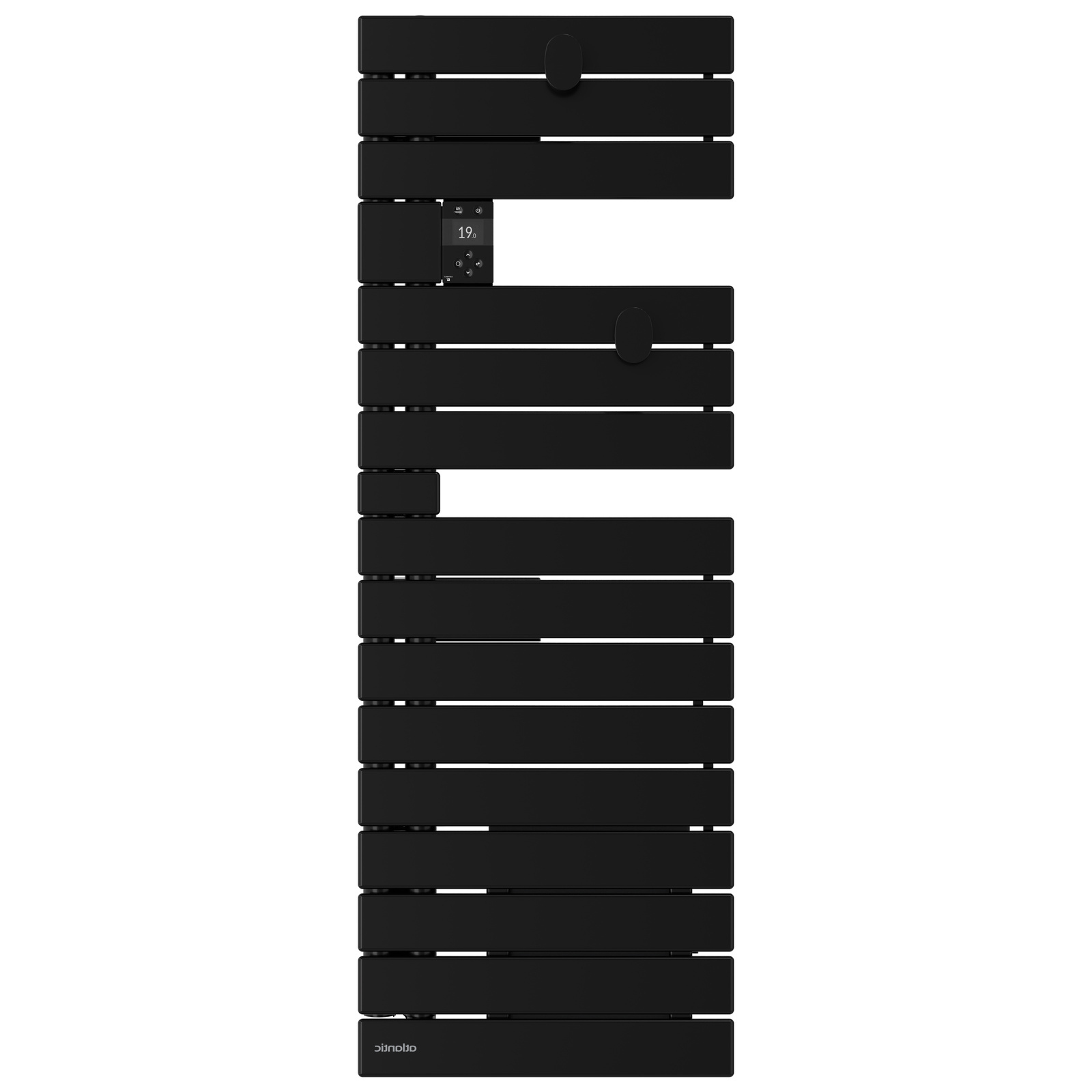 Sèche-serviettes Atlantic Nefertiti étroit 1500W Noir mat gauche_face